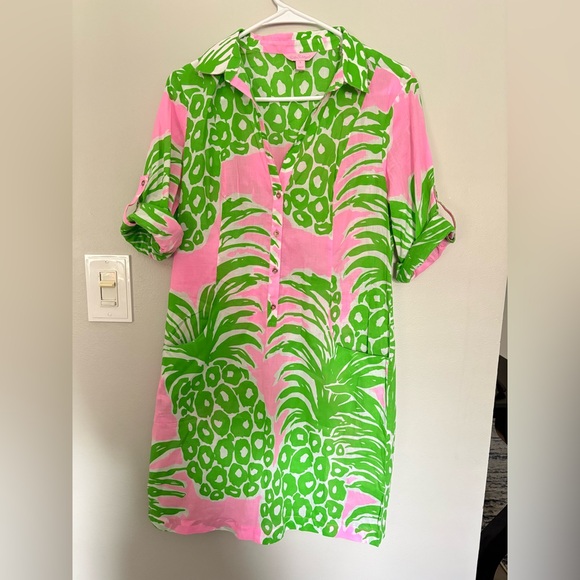 Lilly Pulitzer Dresses & Skirts - Lilly Pulitzer Sanibel Tunic Dress pink green pineapples small